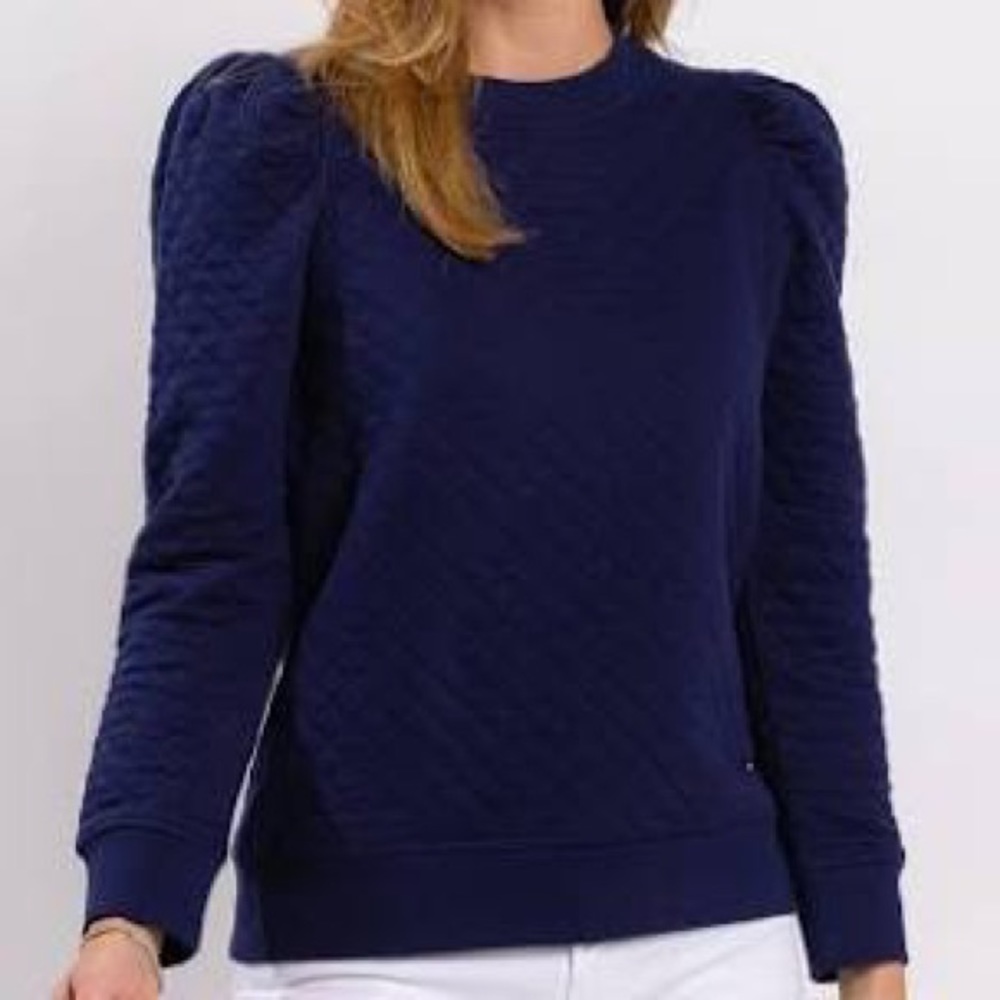 Sail to Sable navy quilted puff sleeve pullover-EXCELLENT SHAPE